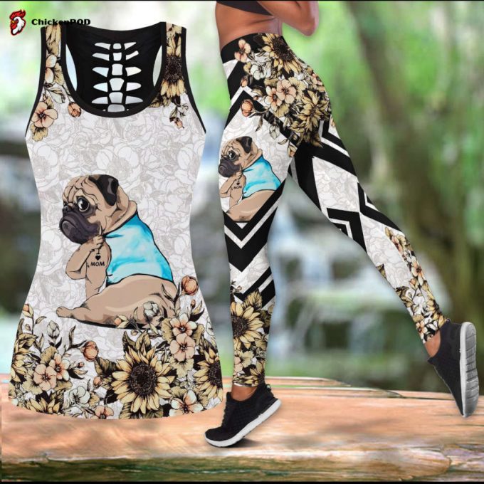 Pug I Love Mom Combo Tank Top Legging Outfit For Women