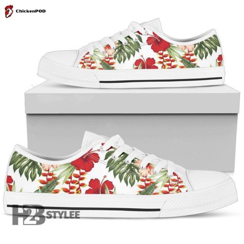 Pink Hibiscus Hawaiian Flower Low Top Canvas Shoes For Men Women