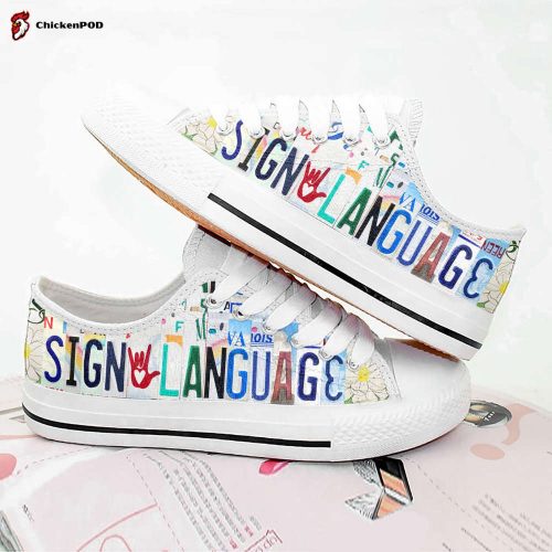 Sign Language Low Top Shoes Gift for Men Women