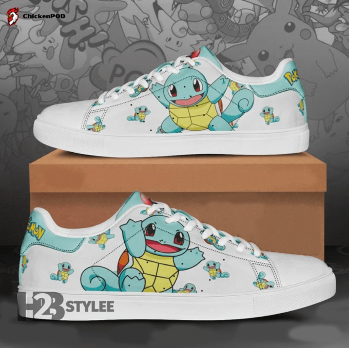 Squirtle Cute Funny Water Smile Pokemon Anime Manga Low Top Canvas Shoes For Men Women