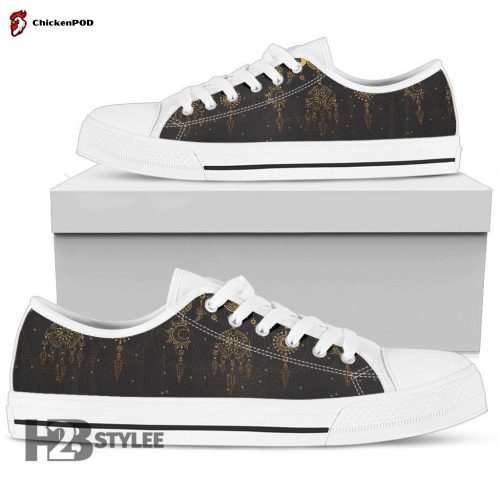 Sun Moon Boho Style Low Top Canvas Shoes For Men Women