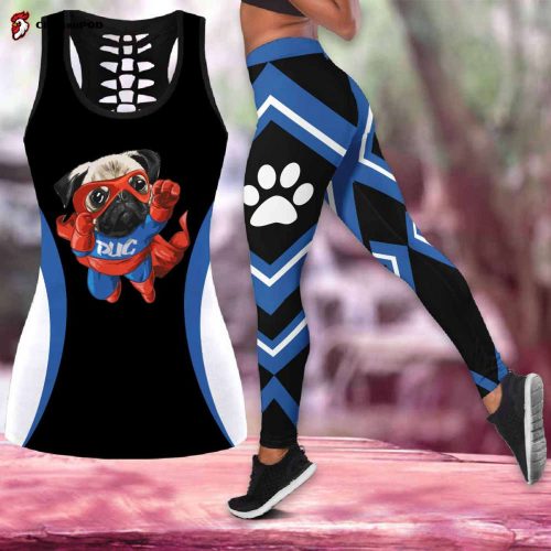 Super Pug combo tank top & leggings outfit for women