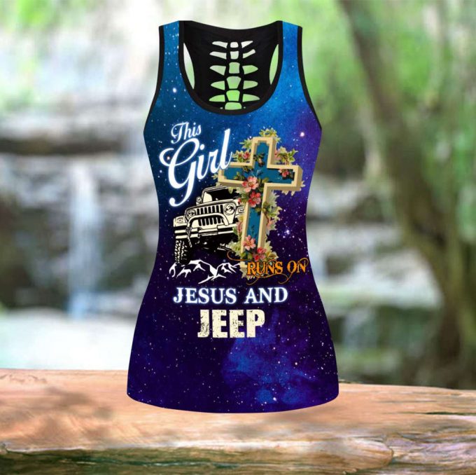 This Girl Runs On Jesus And Jeep Combo Tank Top + Leggingleggings