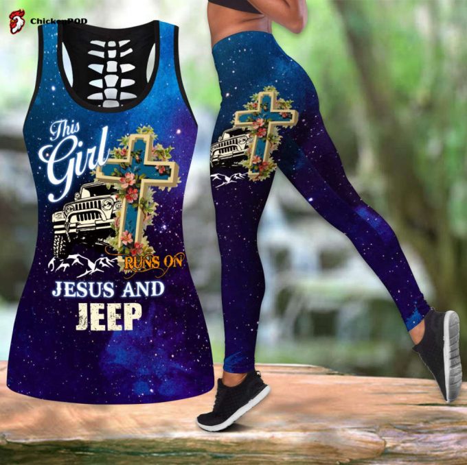 This Girl Runs On Jesus And Jeep Combo Tank Top + Leggingleggings