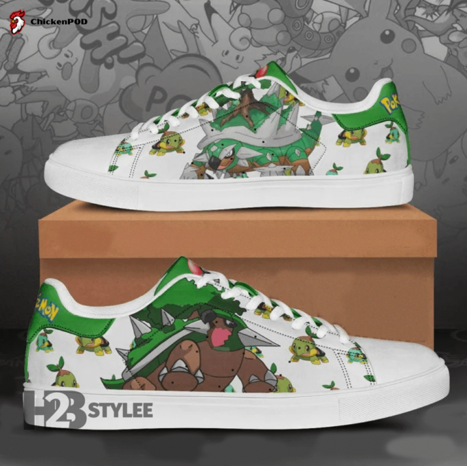 Torterra Grass Ground Pikachu Pokemon Anime Manga Low Top Canvas Shoes For Men Women