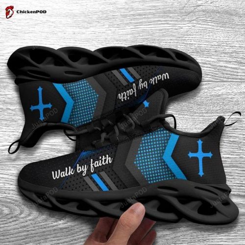 Walk By Faith Jesus A Man Of Faith My God Stand With God Max Soul Shoes, Funny Gift Men And Women Light Sports Shoes Full Size