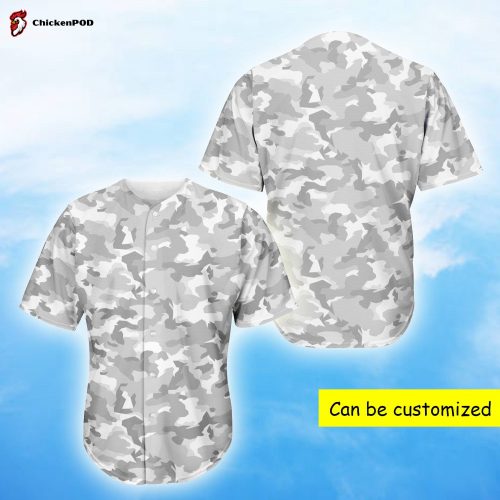 White Snow Camouflage Baseball Tee Jersey Shirts 3D QT307043