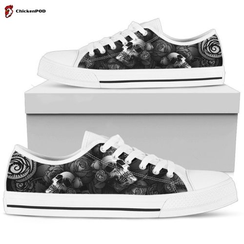 Women’s Low Top Skull Shoe Black and White