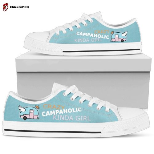 Womens Low Top – White – CRAZY CAMPAHOLIC KINDA GIRL