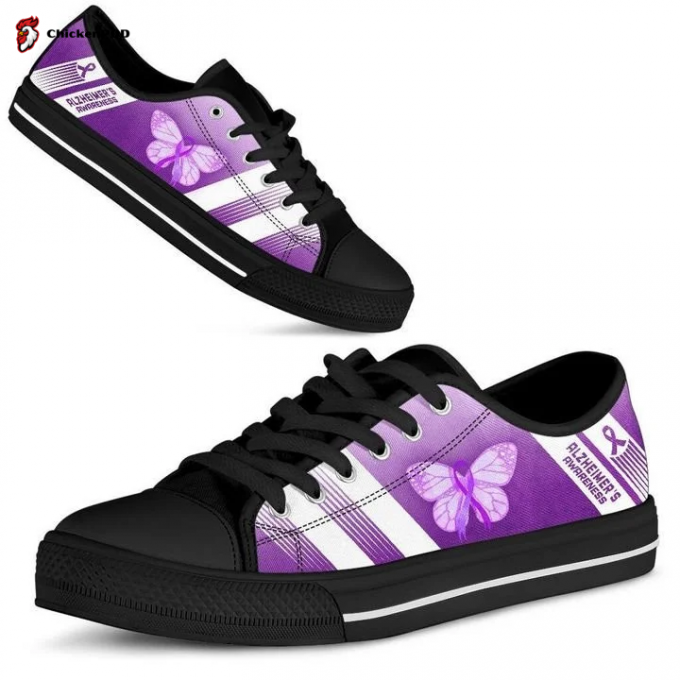 Alzheimers Striped 2 Low Top Shoes Gift For Men Women Sneaker