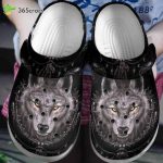 Angry Grey Wolf Shoes Wolf In The Drark Angry Wolf You Are My Enemy Let Fight Unisex Clogs Clog Shoes