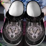 Angry Grey Wolf Shoes Wolf In The Drark Angry Wolf You Are My Enemy Let Fight Unisex Clogs Clog Shoes