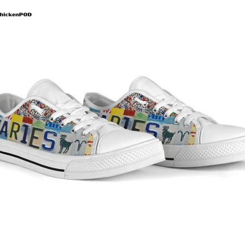 Aries Zodiac License Plates Low Top Shoes Gift for Men Women Sneaker