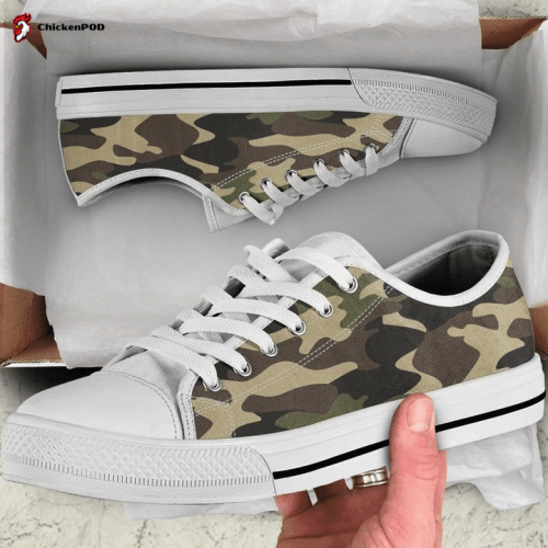 Army Green Camo Camouflage Low Top Shoes Gift for Men Women