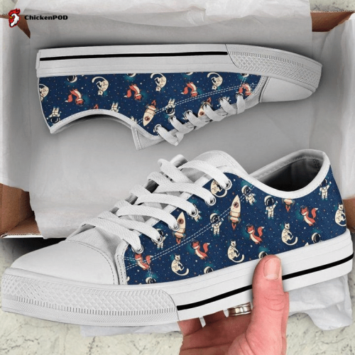 Astronaut, Cat And Fox In Space Low Top Shoes Gift for Men Women Sneaker