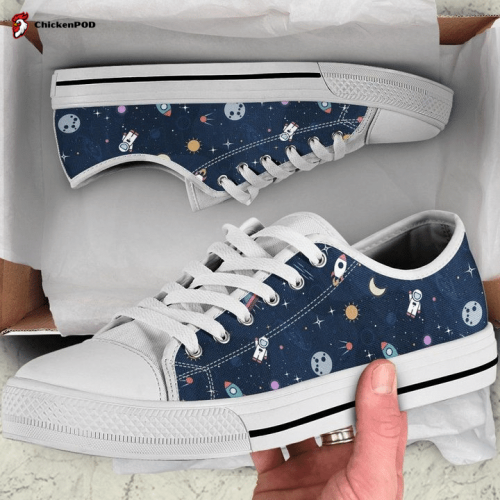 Astronaut, Spaceship, Planet Pattern Low Top Shoes Gift for Men Women Sneaker