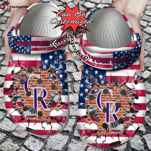 Baseball Unisex Clogs Personalized CRockies American Flag Breaking Wall Clog Shoes