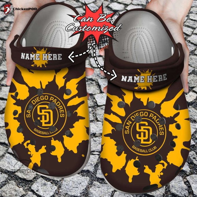 Baseball Personalized Padres Color Splash Clog Unisex Clogs Shoes