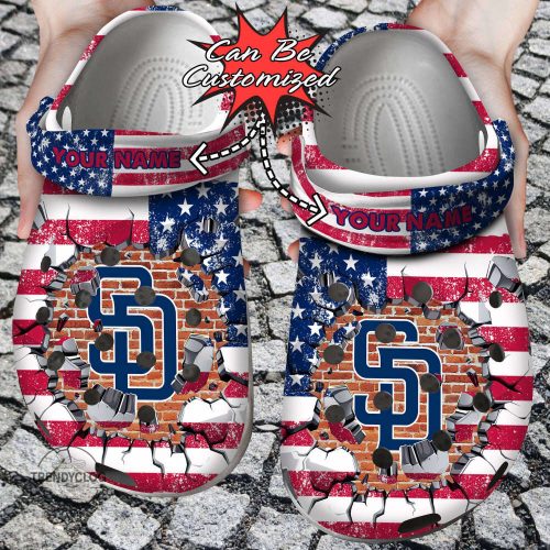 Baseball Personalized Padres Flag Breaking Wall Clog Unisex Clogs Shoes