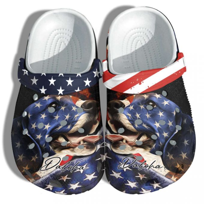 Beagle Dog Patriotic Lover Personalized Name 4Th Of July Unisex Clogs Clog Shoes Gift – Loyal Dogs America Flag Unisex Clogs Clog Shoes Birthday Gift