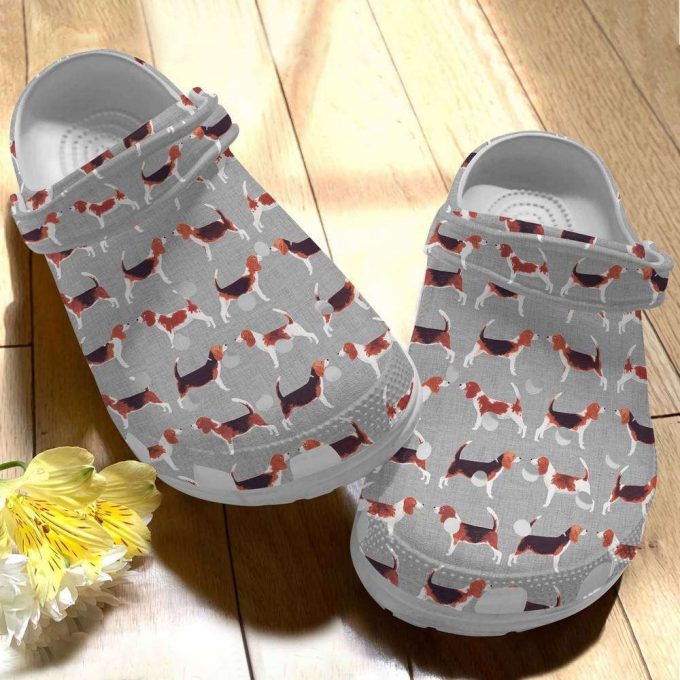 Beagle Grey Pattern Rubber Clog Unisex Clogs Shoes