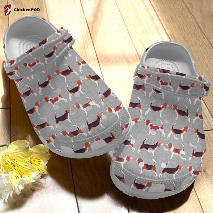 Beagle Grey Pattern Rubber Clog Unisex Clogs Shoes