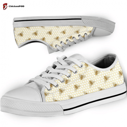 Bee Pattern Low Top Shoes Gift for Men Women Sneaker