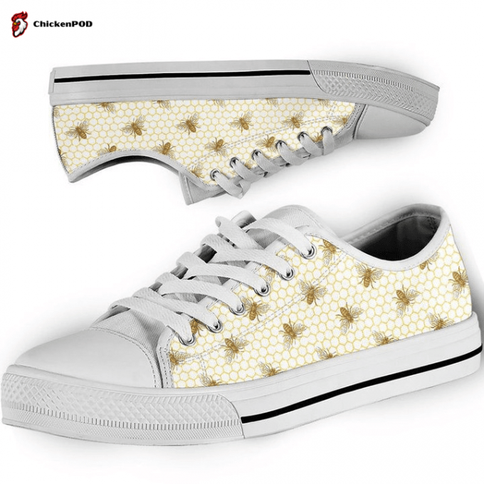 Bee Pattern Low Top Shoes Gift For Men Women Sneaker