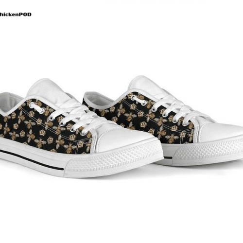 Bees And Flowers Pattern Low Top Shoes Gift for Men Women Sneaker