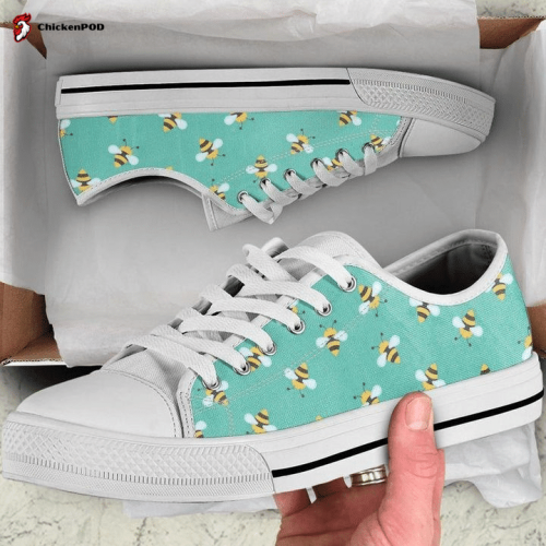 Bees Fly On Flower Pattern Low Top Shoes Gift for Men Women