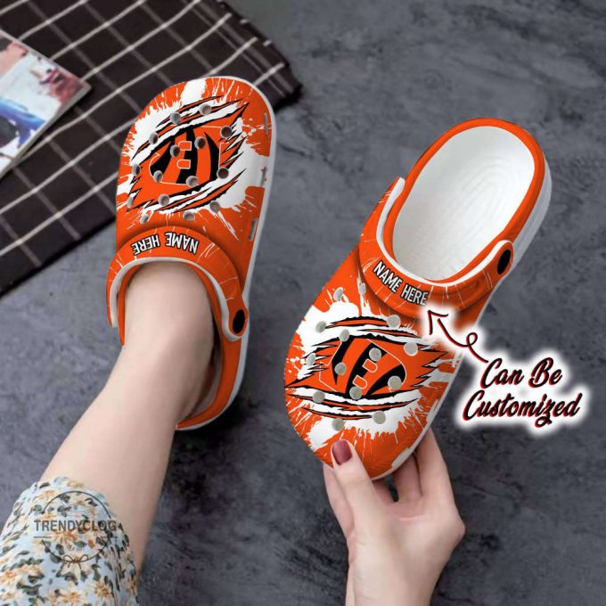 Bengals Unisex Clogs Personalized Cbengals Football Ripped Claw Clog Shoes