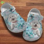 Bichon Frise Blue Flower Mirrors Funny Bichon Frise Puppy Unisex Clogs Clog Shoes