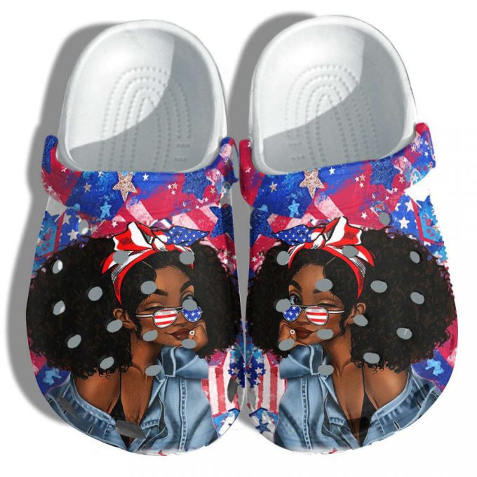 Black Girl Magic America Flag Unisex Clogs Clog Shoes Gift Women – Strong Teen Black Queen Love 4Th Of July Unisex Clogs Clog Shoes Birthday Gift Grandaughter