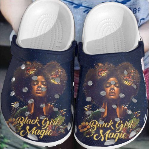 Black Girl Magic Butterfly Lover Unisex Clogs Clog Shoes – Black Pride Black Beauty Custom Shoe Birthday Gift For Women Girl