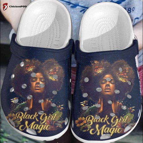 Black Girl Magic Butterfly Lover Unisex Clogs Clog Shoes – Black Pride Black Beauty Custom Shoe Birthday Gift For Women Girl