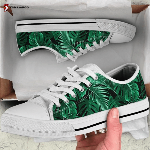 Black Monstera Low Top Shoes Gift for Men Women Sneaker