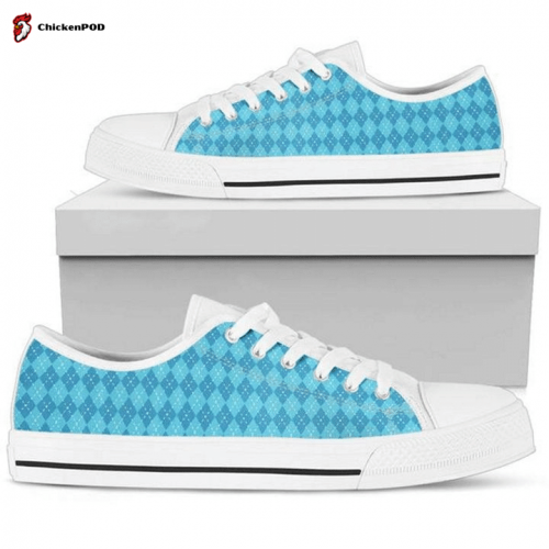 Blue Argyle Low Top Shoes Gift for Men Women Sneaker