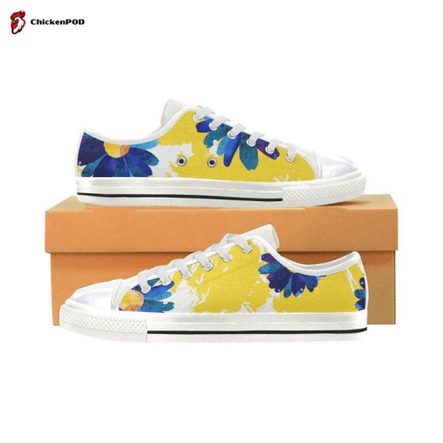 Blue Flowers Womens Low Top Shoes Gift for Men Women Sneaker