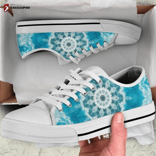 Blue Green Teal Ocean Mandala Low Top Shoes Gift for Men Women