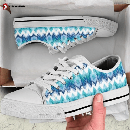 Blue ikat tie dye Low Top Shoes Gift for Men Women Sneaker