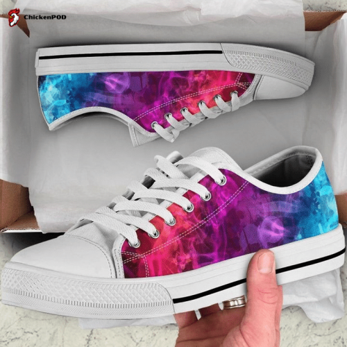 Blue Pink Purple Abstract Art Smoke Low Top Shoes Gift for Men Women