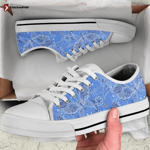 Blue Purple Butterflies Decor Low Top Shoes Gift for Men Women