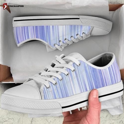 Blue Purple Stripes Abstract Art Low Top Shoes Gift for Men Women