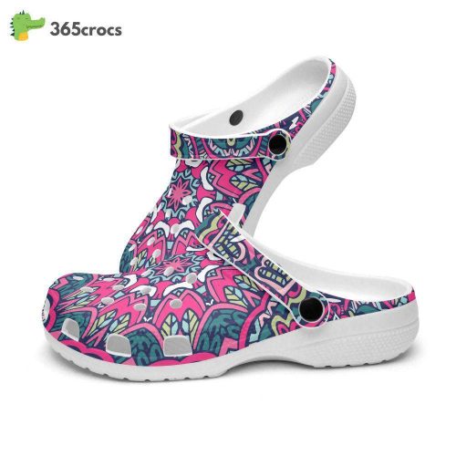 Boho Chic, Retro, Groovy, Shocking Pink Color Unisex Clogs Clog Shoes