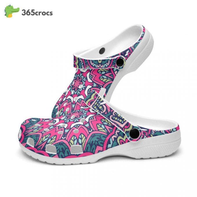 Boho Chic, Retro, Groovy, Shocking Pink Color Unisex Clogs Clog Shoes