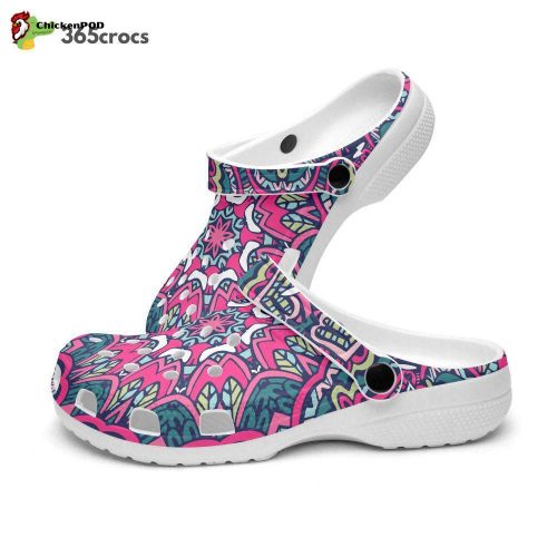 Boho Chic, Retro, Groovy, Shocking Pink Color Unisex Clogs Clog Shoes