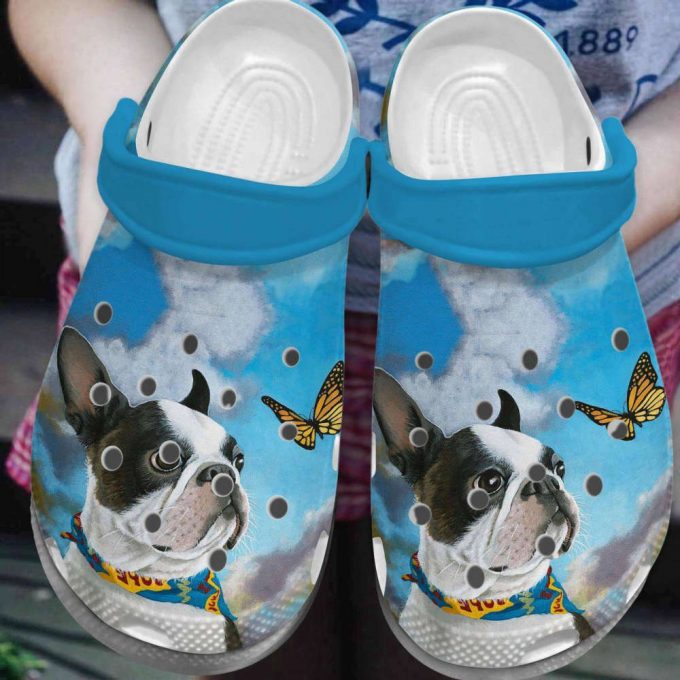 Boston Terrier Personalized Clog Custom Unisex Clogs Comfortablefashion Style Comfortable For Women Men Kid Print 3D Boston Terrier Butterfly