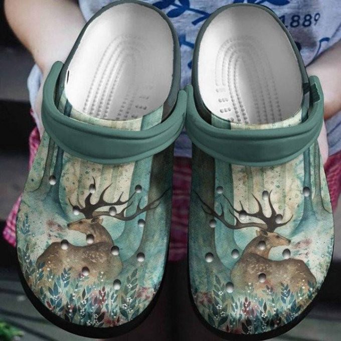 Brown Deer Lying Beside Tree Unisex Clogs Shoes Clog