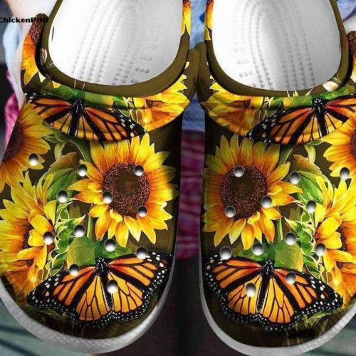 Butterflies Hippie Sunflowers Gift Hippie Girl Rubber clog Unisex Clogs Shoes