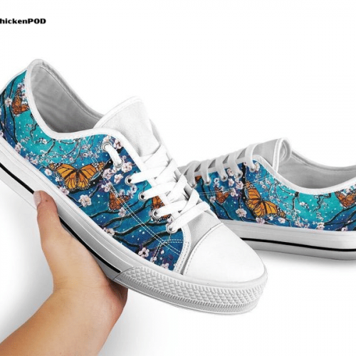 Butterfly Blue Low Top Shoes Gift for Men Women